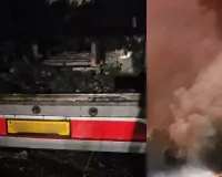 کے ایم پی ایکسپریس وے پر بس میں آگ لگنے سے 10 افراد ہلاک ہوگئے۔
