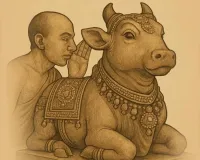 نندی کے کان میں خواہشات کو سرگوشی کرنا شیو کی عقیدت سے وابستہ ایک قدیم روایت ہے