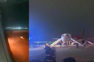 ایئر انڈیا ایکسپریس کے طیارے کے انجن میں آگ لگنے کے بعد ہنگامی لینڈنگ کی گئی۔