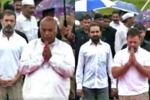 کھرگے راہول سونیا نے پنڈت نہرو کو ان کی برسی پر خراج عقیدت پیش کیا