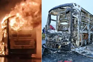 آندھرا پردیش میں مسافر بس میں آگ لگنے سے 20 افراد ہلاک ہو گئے